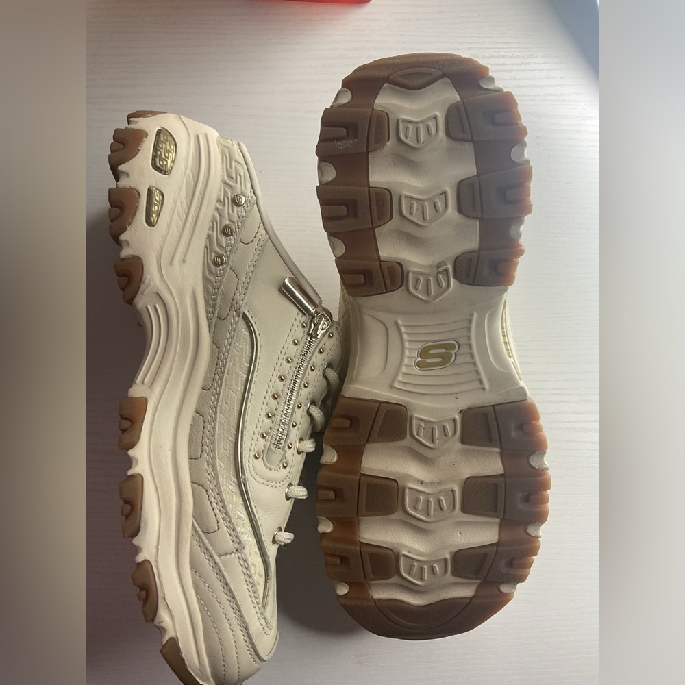 Cream Sneakers with Gold Accents